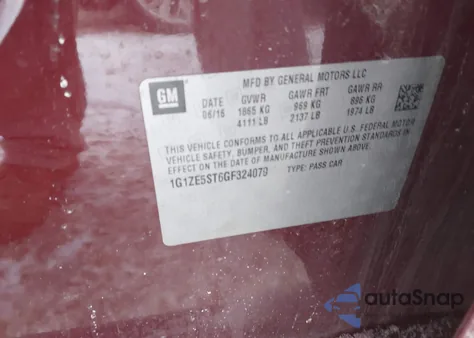 2016 Chevrolet Malibu 1Lt z USA, uszkodzony, nr VIN 1G1ZE5ST6GF324079